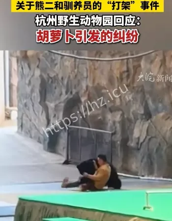 黑熊扑倒驯养员